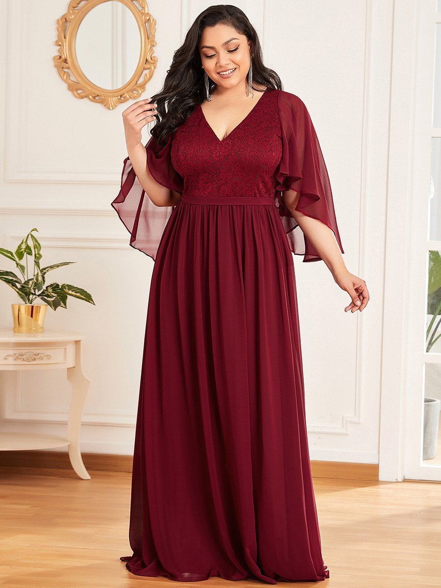 Long lace store chiffon dress