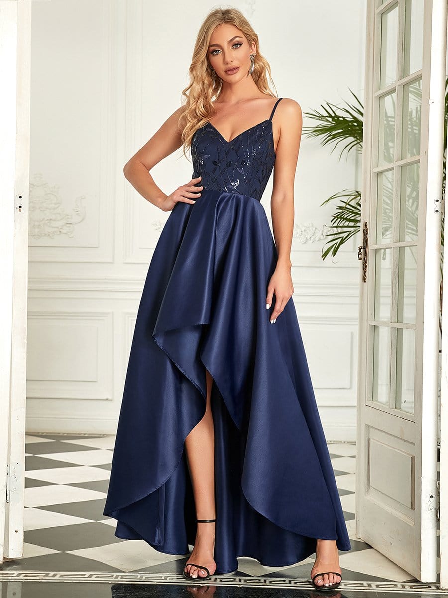 Navy high 2025 low gown