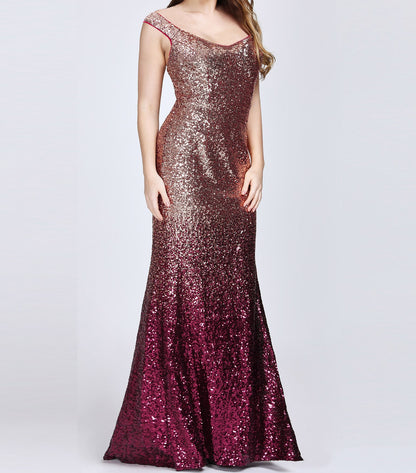 Long Sequins Dress Size 14 Style 1008999 - MISS LESTER'S 